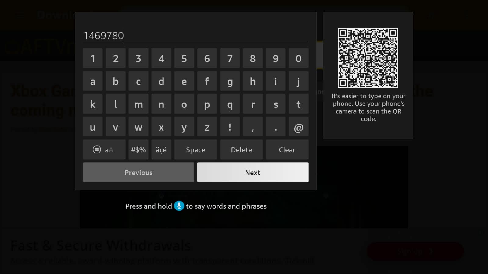 Step 8: Enter Downloader Code